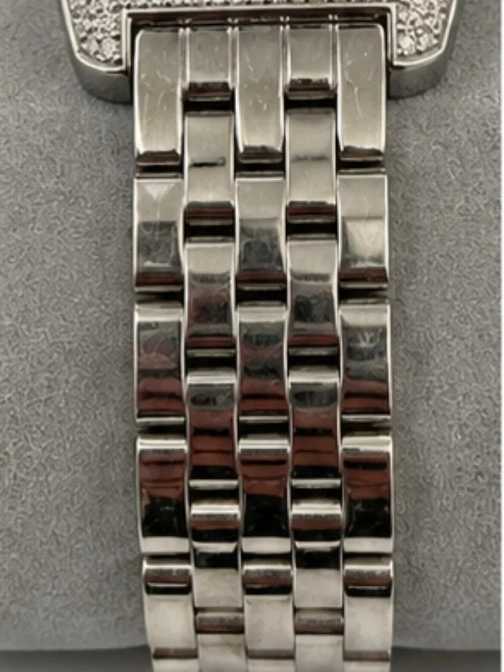 MICHELE Diamond Deco Watch Stainless Steel Swiss w/Box & Extra Links